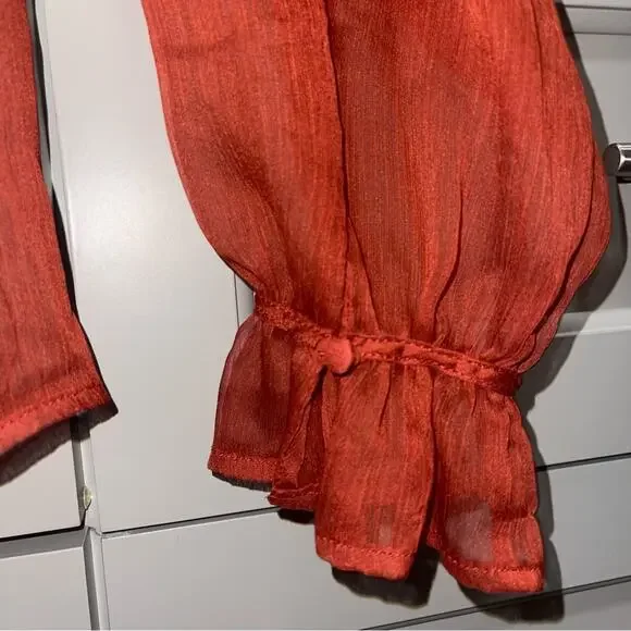 TJD The Jetset Diaries Ara Rust Burnt Orange Blouse Small - Picture 11 of 12